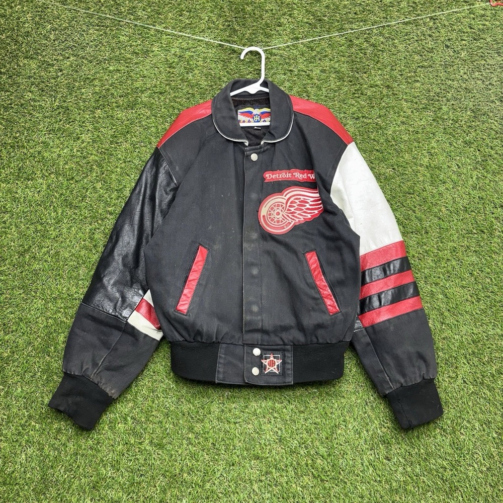 Vintage 90s Detroit Red Wings Jeff Hamilton Jacket Kids Small USA Made Rare NHL